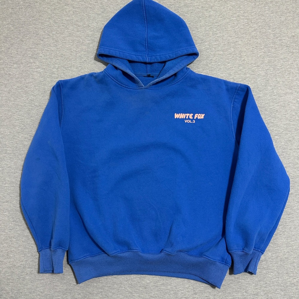White Fox Boutique Vol 3 Royal Blue Oversized Graphic Fleece Hoodie Womens Sm/Md